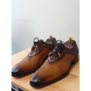 Mezlan Manet Mens Burnished Beige Leather Wholecut Dress Shoe Oxfords Size 12M